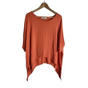 Royalty for Me Earthy Orange Crinkle Rayon Sharkbite Hem Blouse XL Boho-Chic